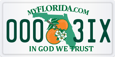 FL license plate 0003IX