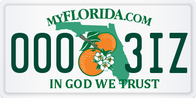 FL license plate 0003IZ