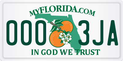 FL license plate 0003JA