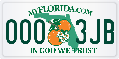 FL license plate 0003JB