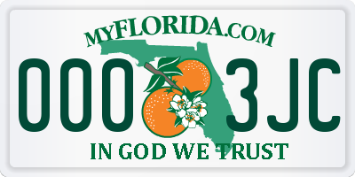 FL license plate 0003JC