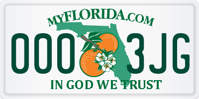 FL license plate 0003JG