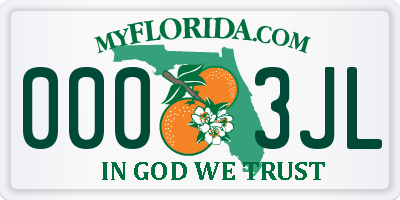 FL license plate 0003JL