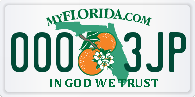 FL license plate 0003JP