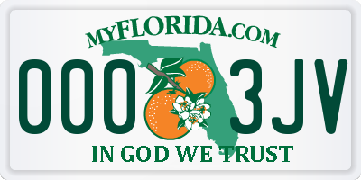 FL license plate 0003JV