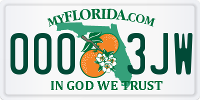 FL license plate 0003JW