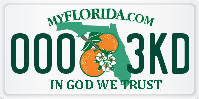 FL license plate 0003KD