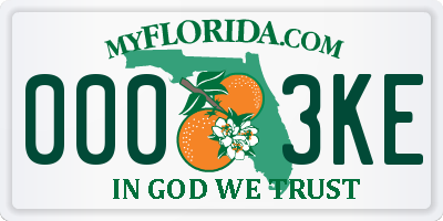 FL license plate 0003KE