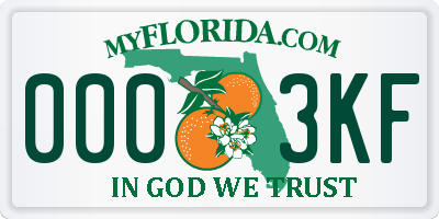 FL license plate 0003KF