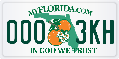 FL license plate 0003KH