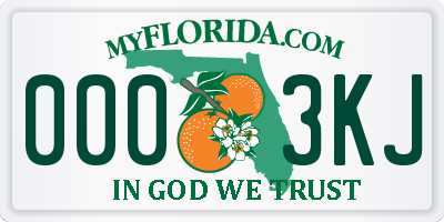 FL license plate 0003KJ