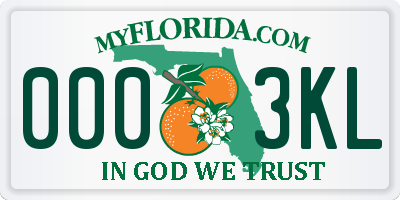 FL license plate 0003KL