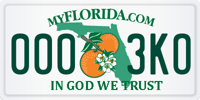 FL license plate 0003KO