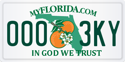 FL license plate 0003KY