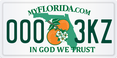 FL license plate 0003KZ