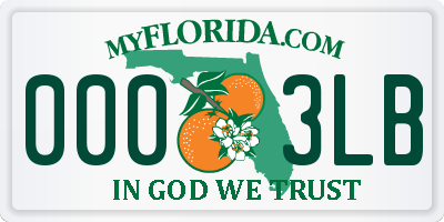 FL license plate 0003LB