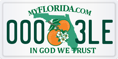 FL license plate 0003LE