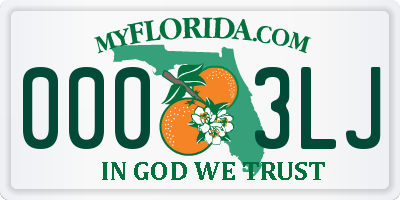 FL license plate 0003LJ