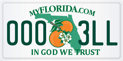 FL license plate 0003LL