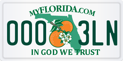 FL license plate 0003LN