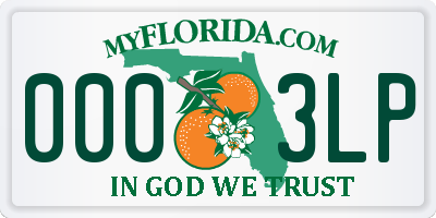 FL license plate 0003LP