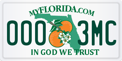 FL license plate 0003MC