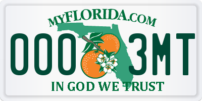 FL license plate 0003MT