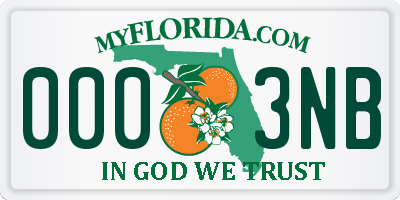 FL license plate 0003NB