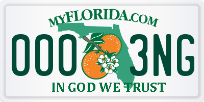 FL license plate 0003NG