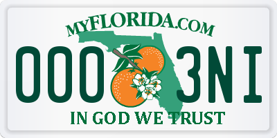 FL license plate 0003NI