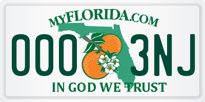 FL license plate 0003NJ