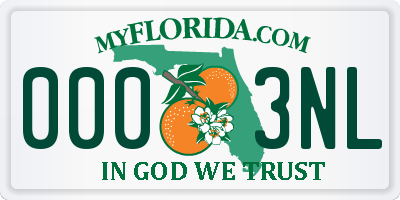 FL license plate 0003NL