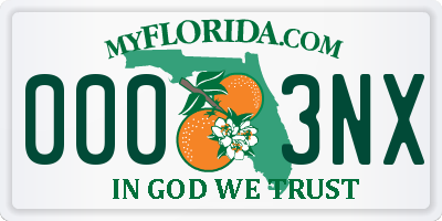 FL license plate 0003NX