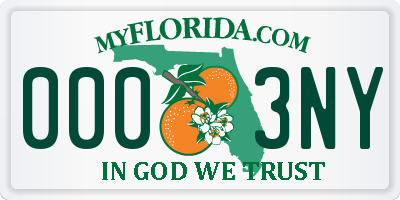 FL license plate 0003NY