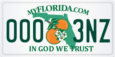 FL license plate 0003NZ