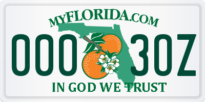 FL license plate 0003OZ