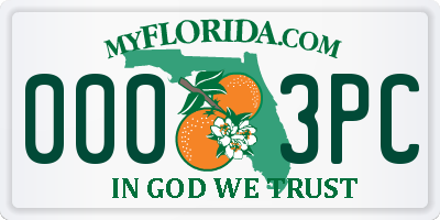 FL license plate 0003PC