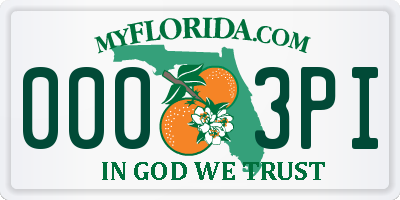 FL license plate 0003PI