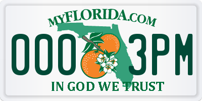 FL license plate 0003PM