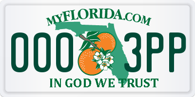 FL license plate 0003PP