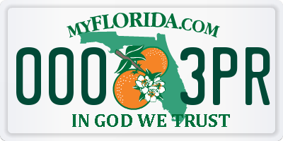 FL license plate 0003PR