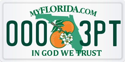 FL license plate 0003PT