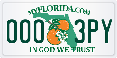 FL license plate 0003PY