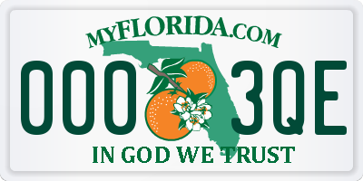 FL license plate 0003QE