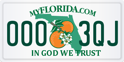 FL license plate 0003QJ
