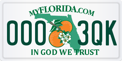 FL license plate 0003QK