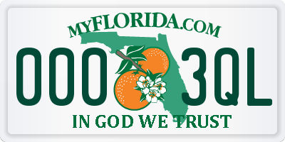 FL license plate 0003QL