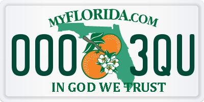 FL license plate 0003QU