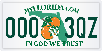 FL license plate 0003QZ