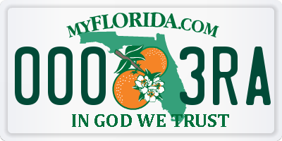 FL license plate 0003RA